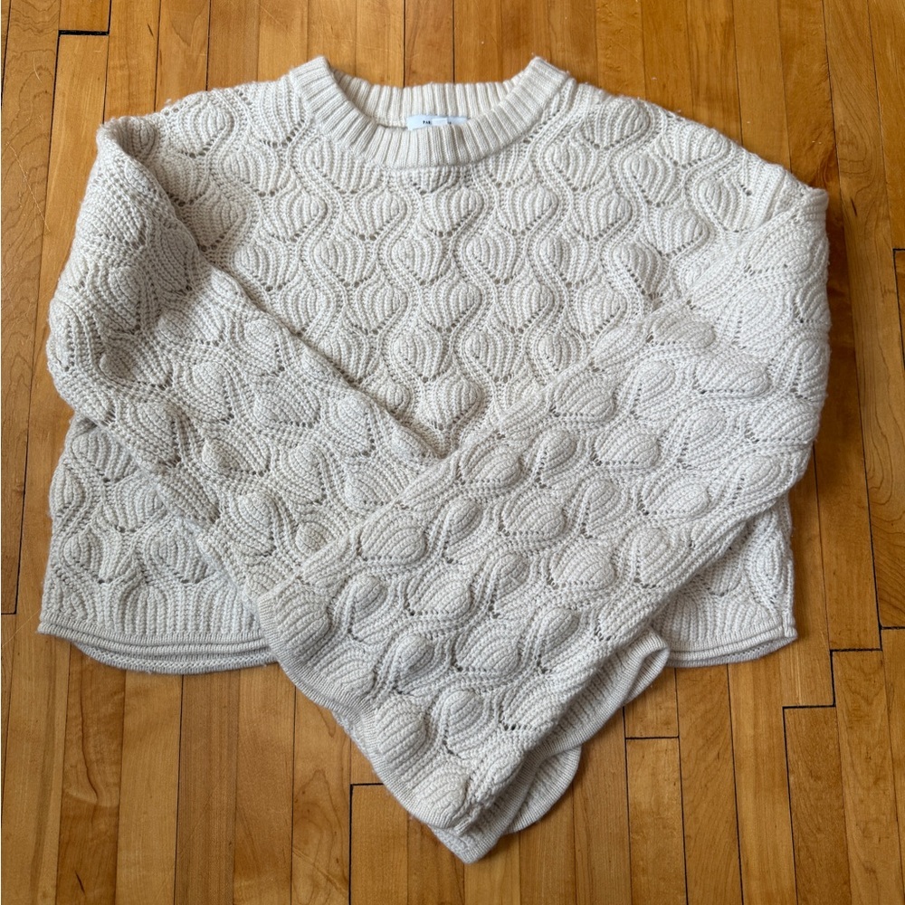 Paris Atelier & Other Stories Chunky Knit Sweater Bell Sleeves Cream Large